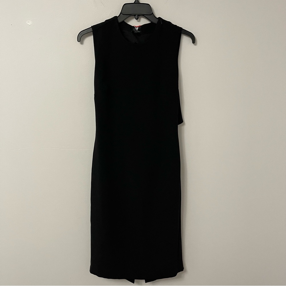 W by Worth Black Fluid Polyester Bandage Back Sheath Dress